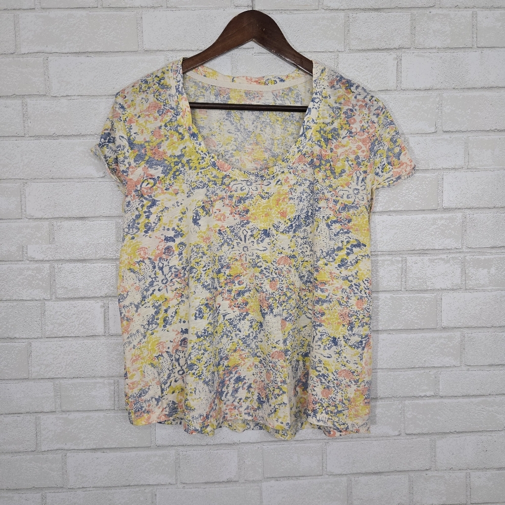 Anthropologie Short Sleeve Tee in Cream, Yellow, Blue, Pink